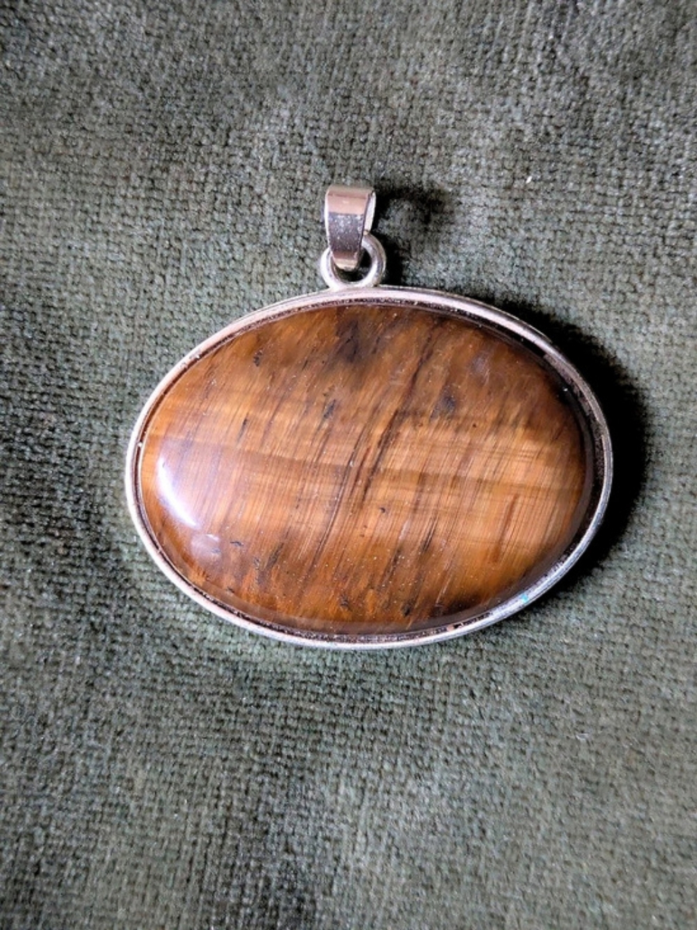 Oval Tigers Eye Inlay Pendant
